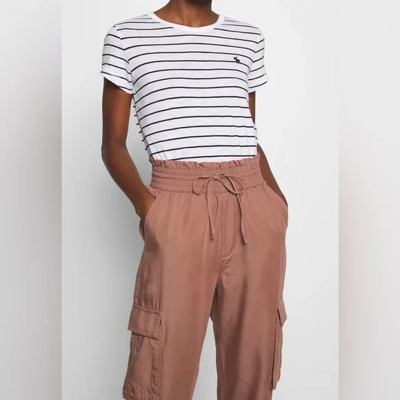Abercrombie and Fitch Cargo Jogger Pull On Pants High Rise Brown Size XL - Picture 3 of 9